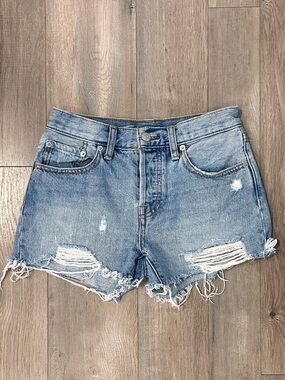 We The Free Distressed Light Blue Denim Cutoff Shorts